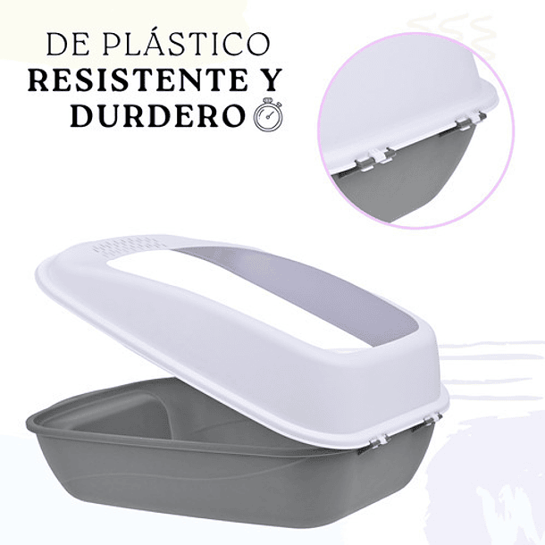 Arenero Sanitario Para Gato Abierto Grande Resistente + Pala Gris 6