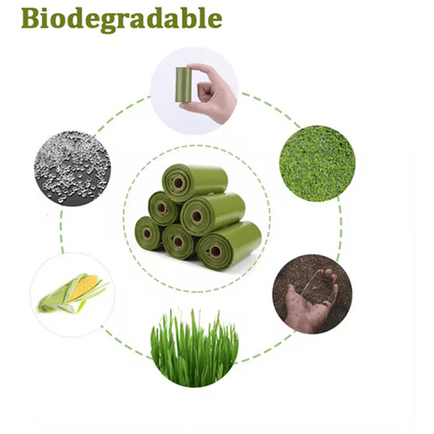 Bolsas Ecologica Desecho De Mascotas 16 Rollos De 15 Bolsas Color Verde 4