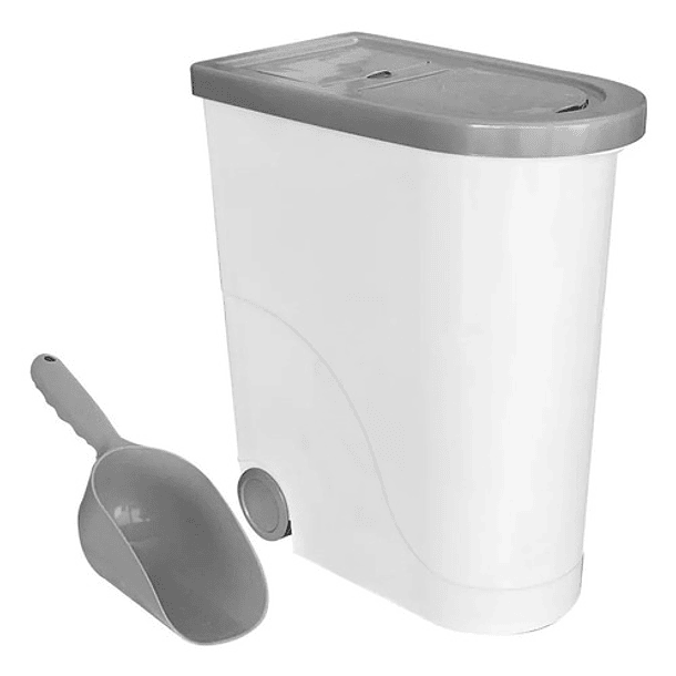 Contenedor Para Alimento Perros Gatos Hermetico 25l 10kg Color Blanco / Beige M 1