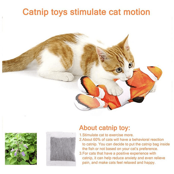 Juguete Pescado Con Movimiento Pará Gato Usb Color Rojo 6