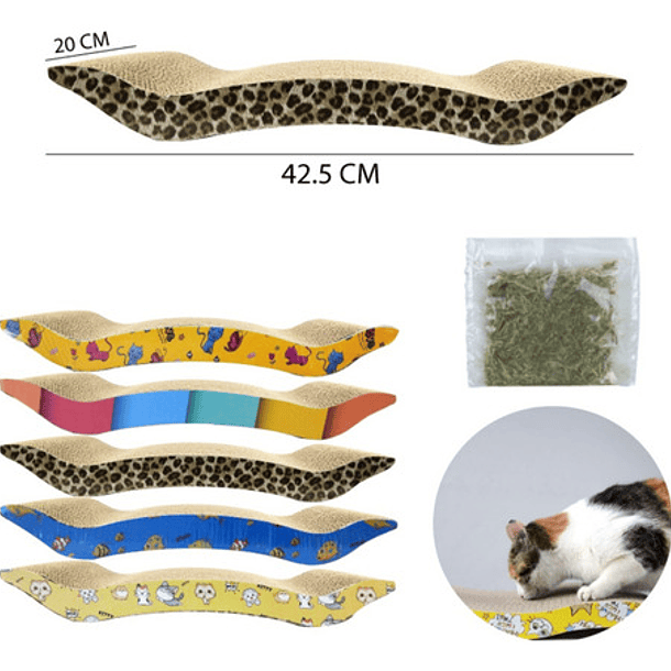 Rascador De Carton Para Gato Con Catnip Forma De W Beige 2