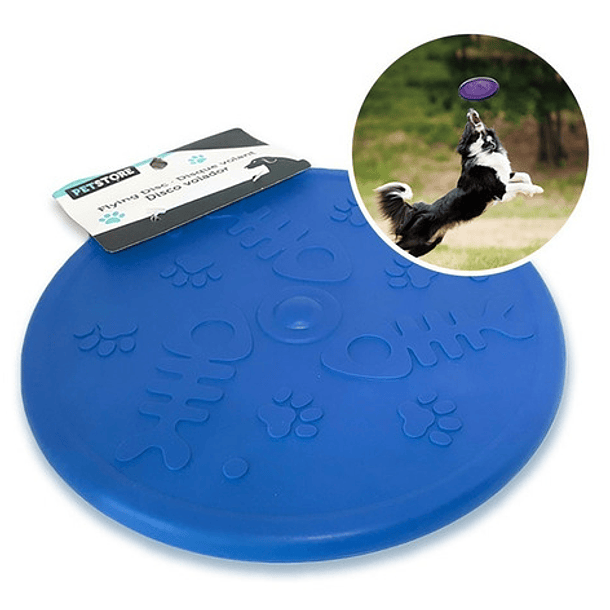 Frisbee En Goma Flexible Para Perros Juguete Disco - Azul 1