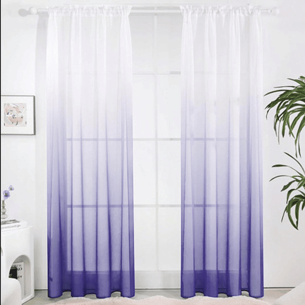 Visillo-velo Clásico Liso 2 Paño 140x230cm Color Lila