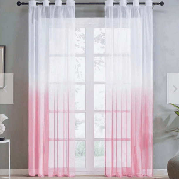 Visillo-velo Clásico Liso 2 Paño 140x230cm Color Rosado