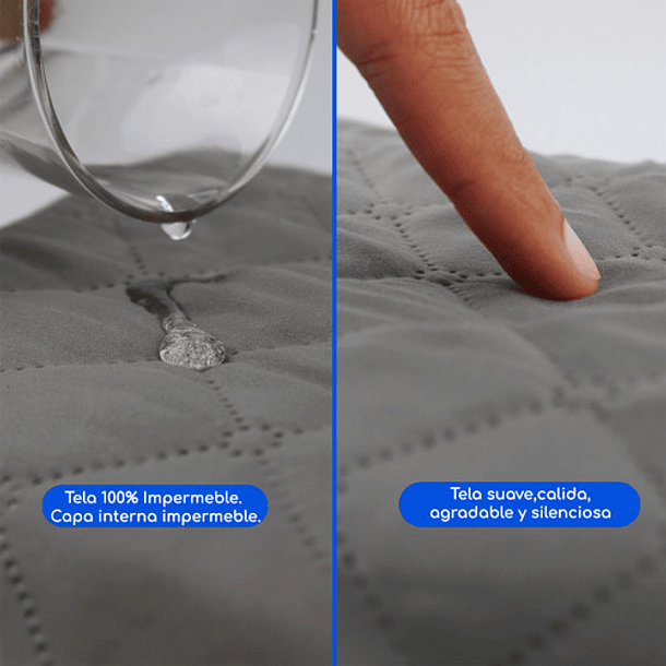 Cubrecolchon Impermeable 2 Plazas Protector + Fundas 2