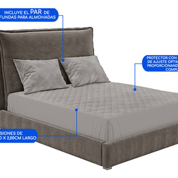 Cubrecolchon Impermeable 2 Plazas Protector + Fundas 6