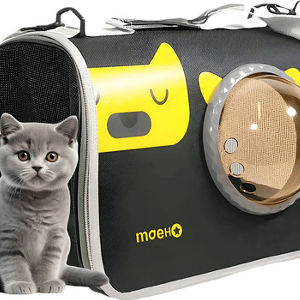 Caja Transportadora Gato Canil Para Gatos Mochila Mascotas Color Amarillo 4