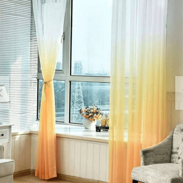 Visillo-velo Clásico Liso 2 Paño 140x230cm Color Naranja