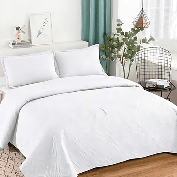 Cubrecama Quilt De Verano 2 Plazas Lisos Color Blanco 3