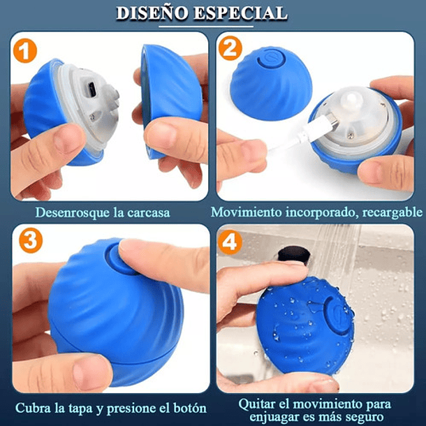 Juguete Interactivo Para Perros Gatos Usb Pelota Giratorio 5