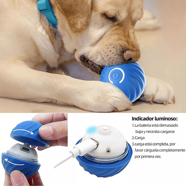 Juguete Interactivo Para Perros Gatos Usb Pelota Giratorio 6