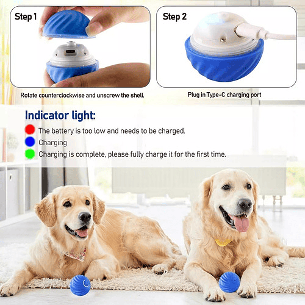 Juguete Interactivo Para Perros Gatos Usb Pelota Giratorio 8
