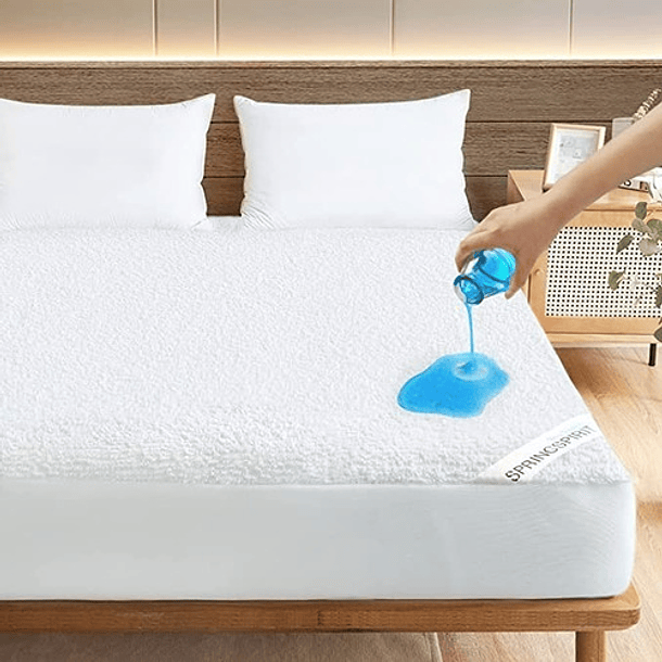 Cubrecolchon Impermeable 2 Plazas Color Blanco 1