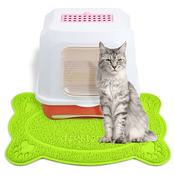 Alfombra Atrapa Arena Para Gatos, Salida Arenero Mascotas Color Verde 1