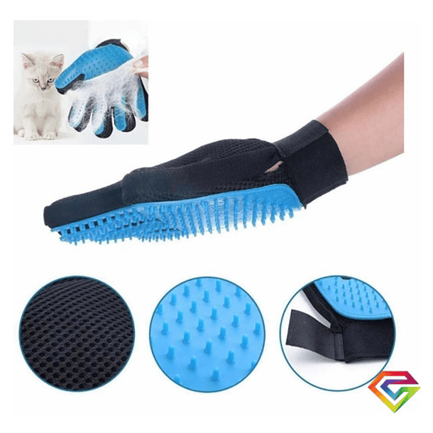 Guante Saca Pelos Quita Pelo Pelusa De Mascotas Perros Gatos Color Azul 1