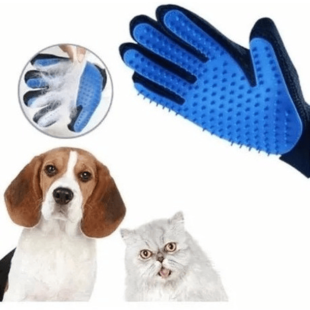 Guante Saca Pelos Quita Pelo Pelusa De Mascotas Perros Gatos Color Azul 3