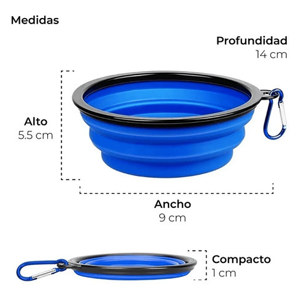 Plato De Goma Plegable Portátil Mascotas Perro Y Gato Silico Color Rosa 3