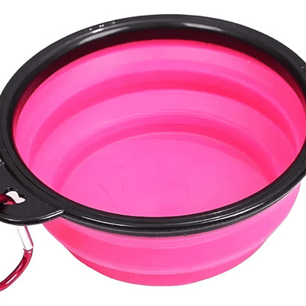 Plato De Goma Plegable Portátil Mascotas Perro Y Gato Silico Color Rosa 9