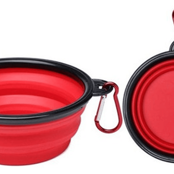 Plato De Goma Plegable Portátil De Mascotas Perro Y Gato Color Rojo 1