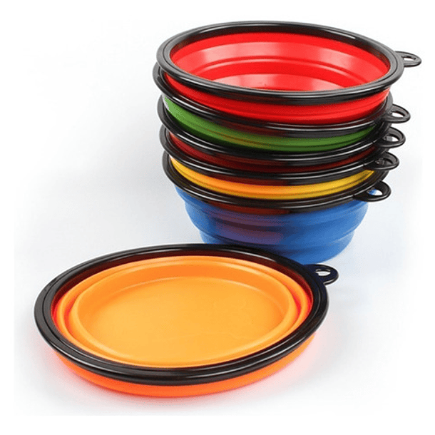 Plato De Goma Plegable Portátil De Mascotas Perro Y Gato Color Rojo 3