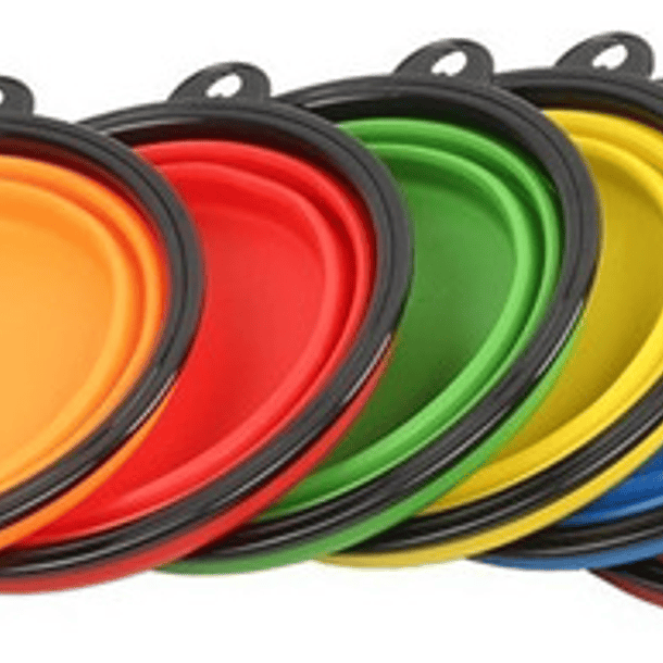 Plato De Goma Plegable Portátil De Mascotas Perro Y Gato Color Rojo 5