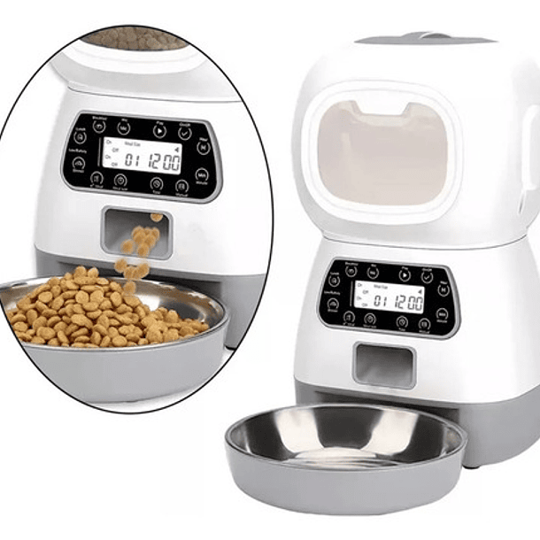 Dispensador Automático De Alimentos Para Mascotas Color Blanco 2