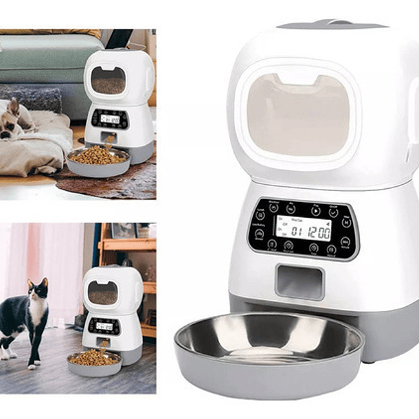 Dispensador Automático De Alimentos Para Mascotas Color Blanco 5