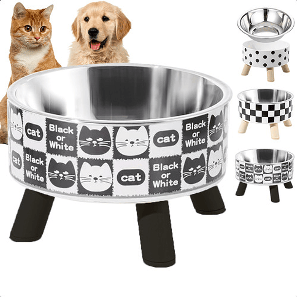 Cuenco Extraíble De Acero Inoxidable Para Mascotas Con Dibujos Animados De Gatitos, Color 0