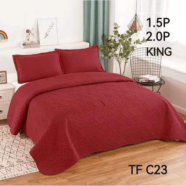 Cubrecama Quilt De Verano 2 Plazas Lisos Color Burdeo 1