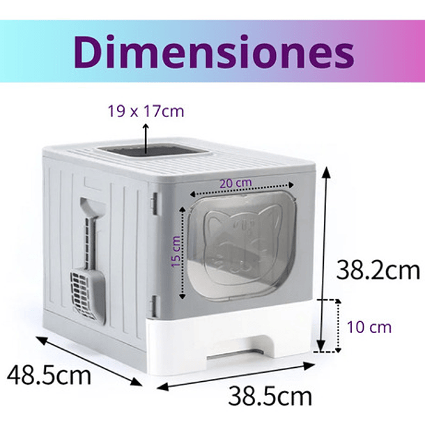 Arenero Para Gatos Caja De Arena Grande Con Bandeja Y Puerta Color Gris 3