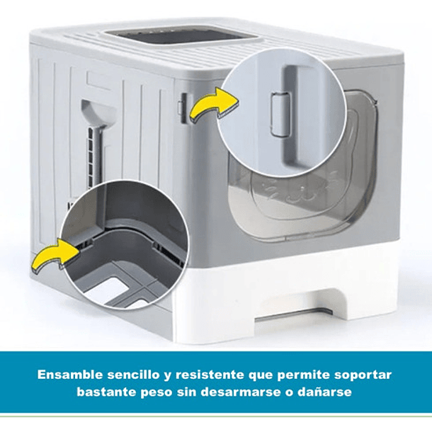 Arenero Para Gatos Caja De Arena Grande Con Bandeja Y Puerta Color Gris 5