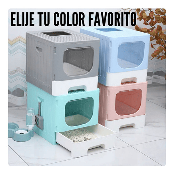 Arenero Para Gatos Caja De Arena Grande Con Bandeja Y Puerta Color Gris 6