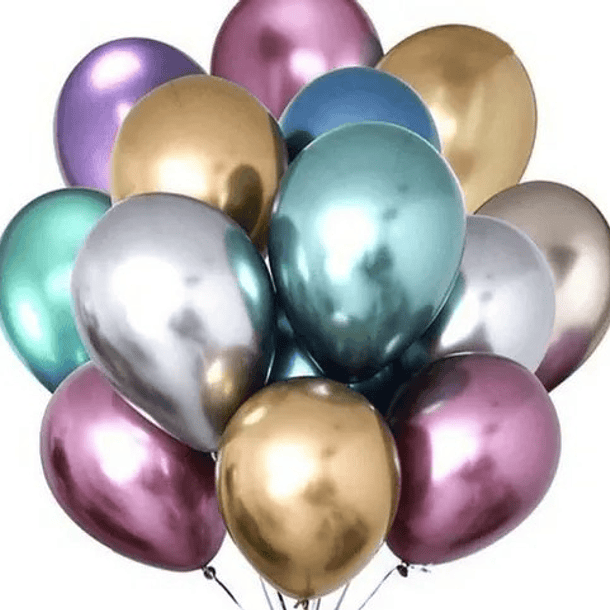 Pack 50 Globos R12 Látex Cromado 30 Cm Variedad De Colores 2
