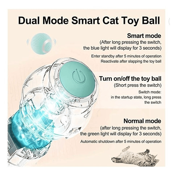 Pet Gravity Juguete Gato Bola Interactivo Inteligente Recargable Color Azul 6
