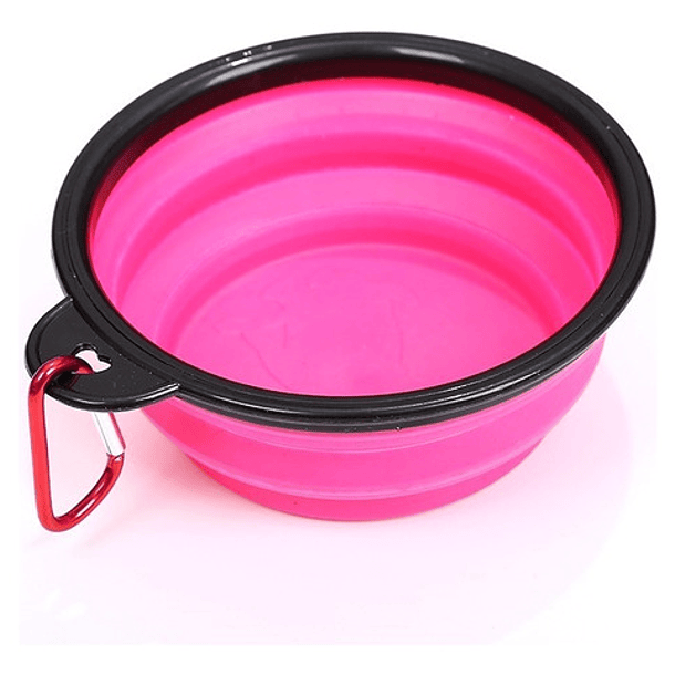 Plato De Goma Plegable Portátil De Mascotas Perro Y Gato Color Rosa 1
