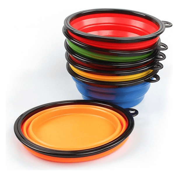 Plato De Goma Plegable Portátil De Mascotas Perro Y Gato Color Rosa 3