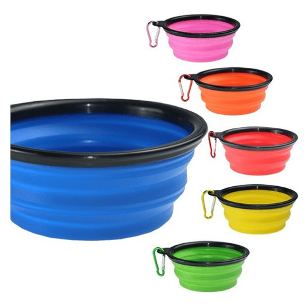 Plato De Goma Plegable Portátil De Mascotas Perro Y Gato Color Rosa 4