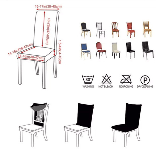 Pack De 6 Fundas Cubre Sillas Tela Gruesa Premium Turcas 12