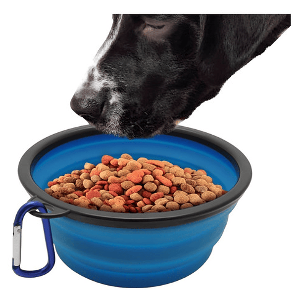 Plato De Goma Plegable Portátil Mascotas Perro Y Gato Silico Color Azul 6