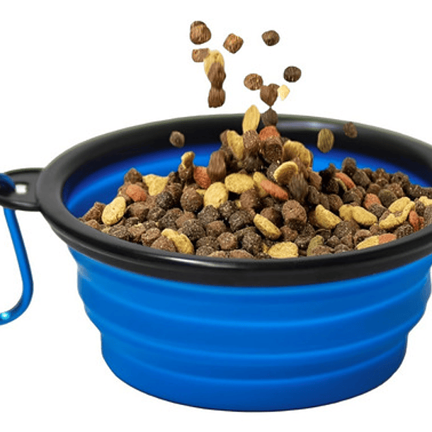 Plato De Goma Plegable Portátil Mascotas Perro Y Gato Silico Color Azul 7