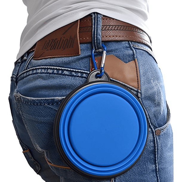 Plato De Goma Plegable Portátil Mascotas Perro Y Gato Silico Color Azul 11