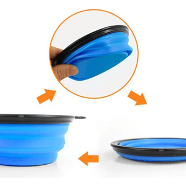 Plato De Goma Plegable Portátil Mascotas Perro Y Gato Silico Color Azul 12