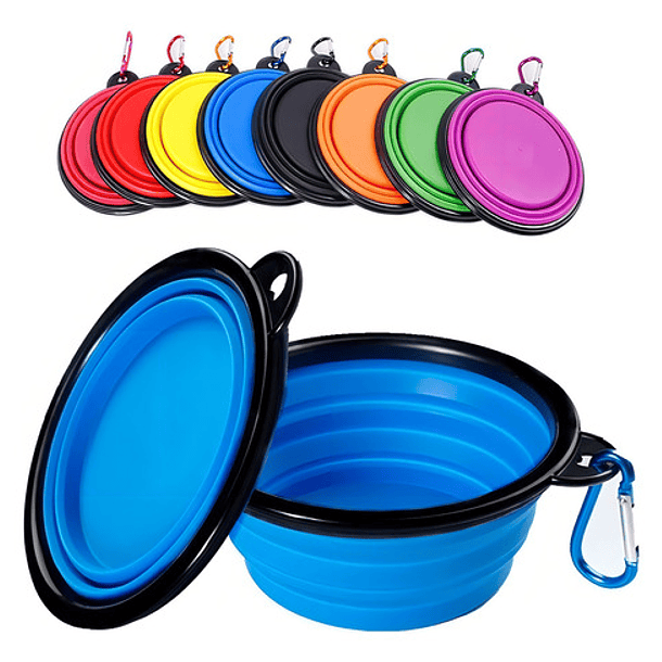 Plato De Goma Plegable Portatil Plato Mascotas Portatil 833 Color Azul 1