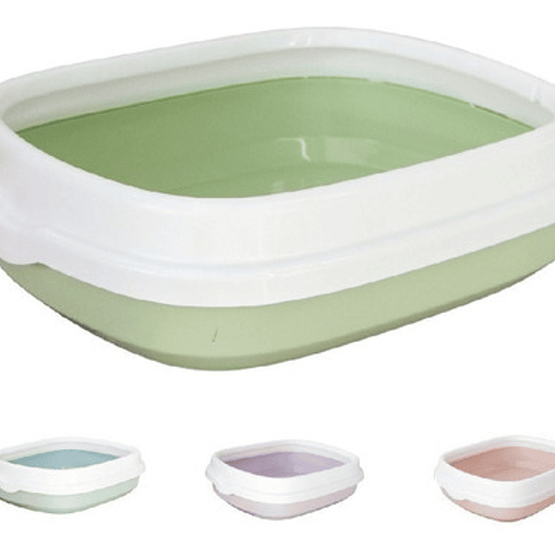 Arenero Para Gatos Con Pala Recogedora Mediana 47x40x14 Cm Color Verde 1