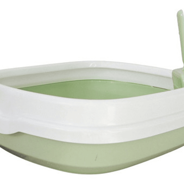 Arenero Para Gatos Con Pala Recogedora Mediana 47x40x14 Cm Color Verde 2