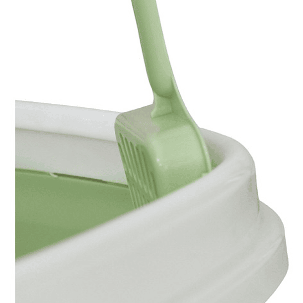 Arenero Para Gatos Con Pala Recogedora Mediana 47x40x14 Cm Color Verde 5