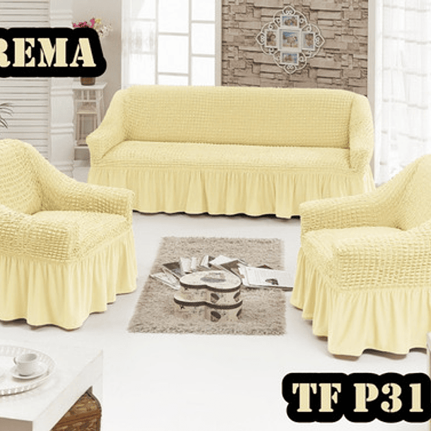 Cubre Sofá Sillón Algodón 100% Turco Original 3+1+1 Beige 5