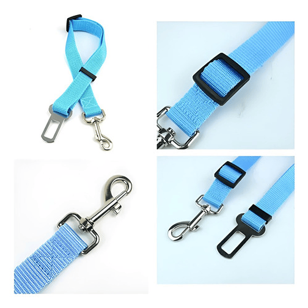 Correa Perros Auto Cinturon Seguridad Correas Cinturon Gatos Color Celeste 3