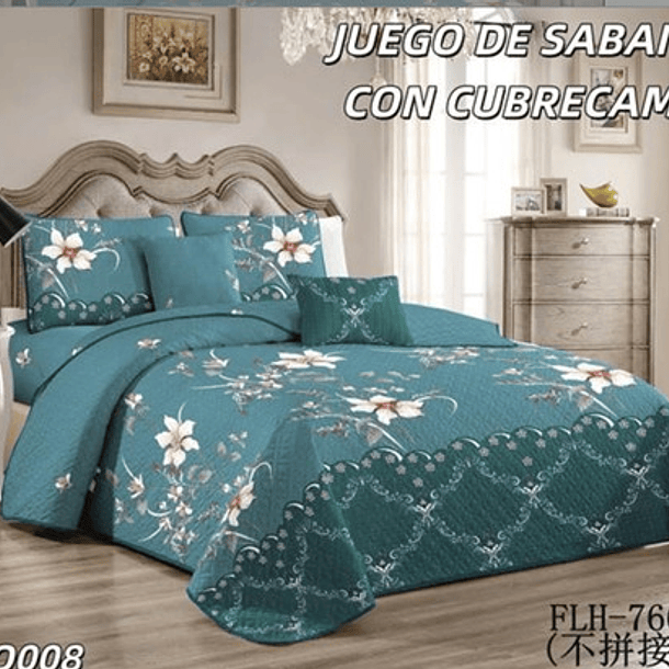 Cubrecama Quilt De Verano + Juego De Sabanas 2 Plazas 8