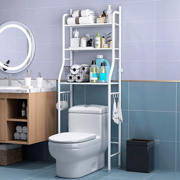 Estante Mueble Organizador De Baño 3 Niveles Repisa Color Blanco 1